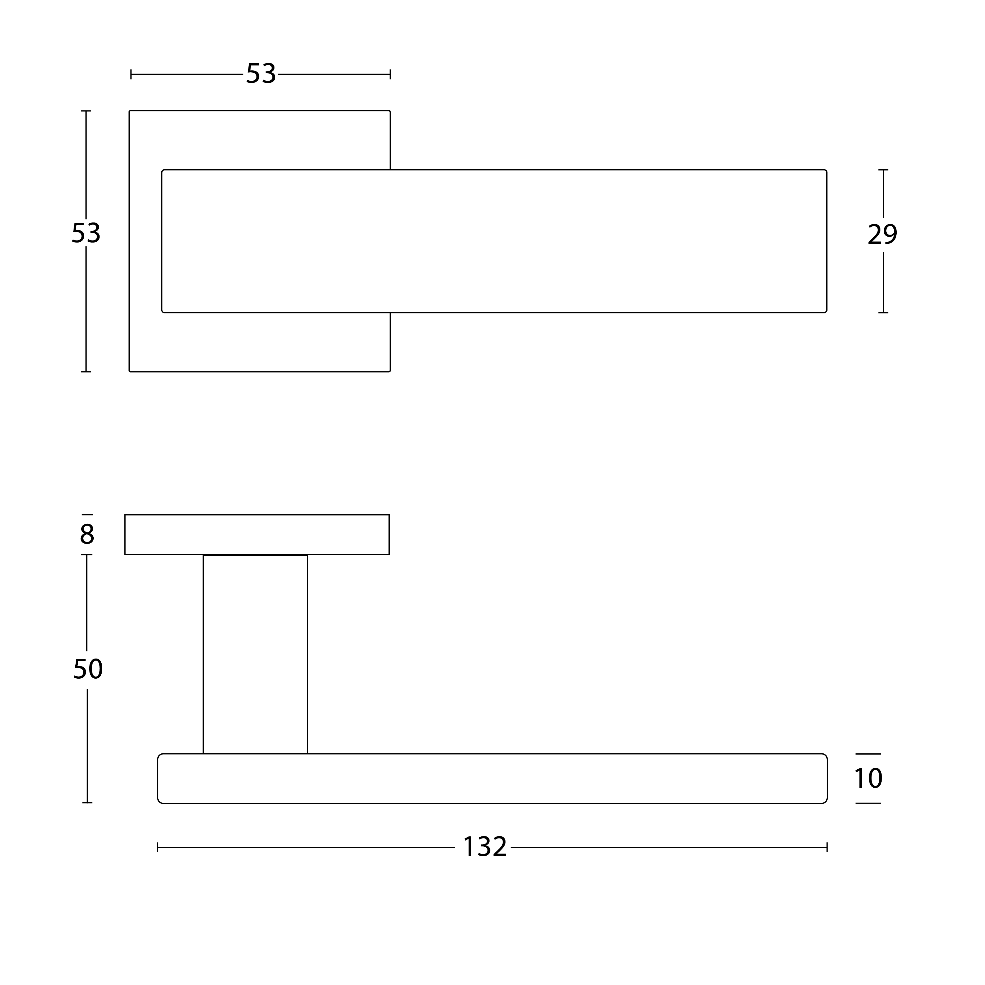 Deurklink Vera op rozet RVS geborsteld 3 Technische Tekening 325 03 Vera
