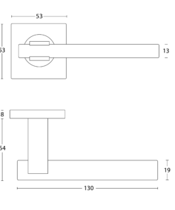 Deurklink Fabro op rozet RVS geborsteld 5 Technische Tekening DK V115 RVS Fabro