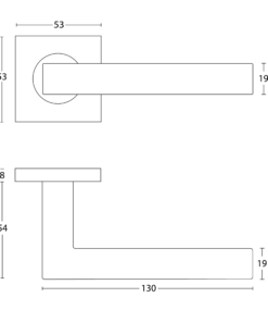 Deurklink Torres op rozet RVS geborsteld 5 Technische Tekening DK V116 RVS Torres