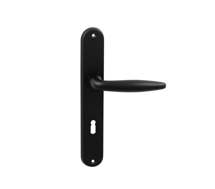 Deurklink Set Preclan op schild mat zwart sleutelgat 72mm