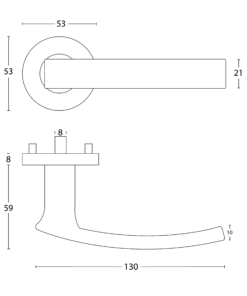 Deurklink Narzole op rozet RVS geborsteld 5 Technische Tekening 37 03 Narzole