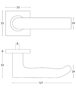 Deurklink Zamora op rozet RVS geborsteld 5 Technische Tekening 48 03 Zamora