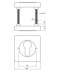 Intersteel Rozet profielcilindergat vierkant verlengd mat zwart 3 0023.318587 2 2