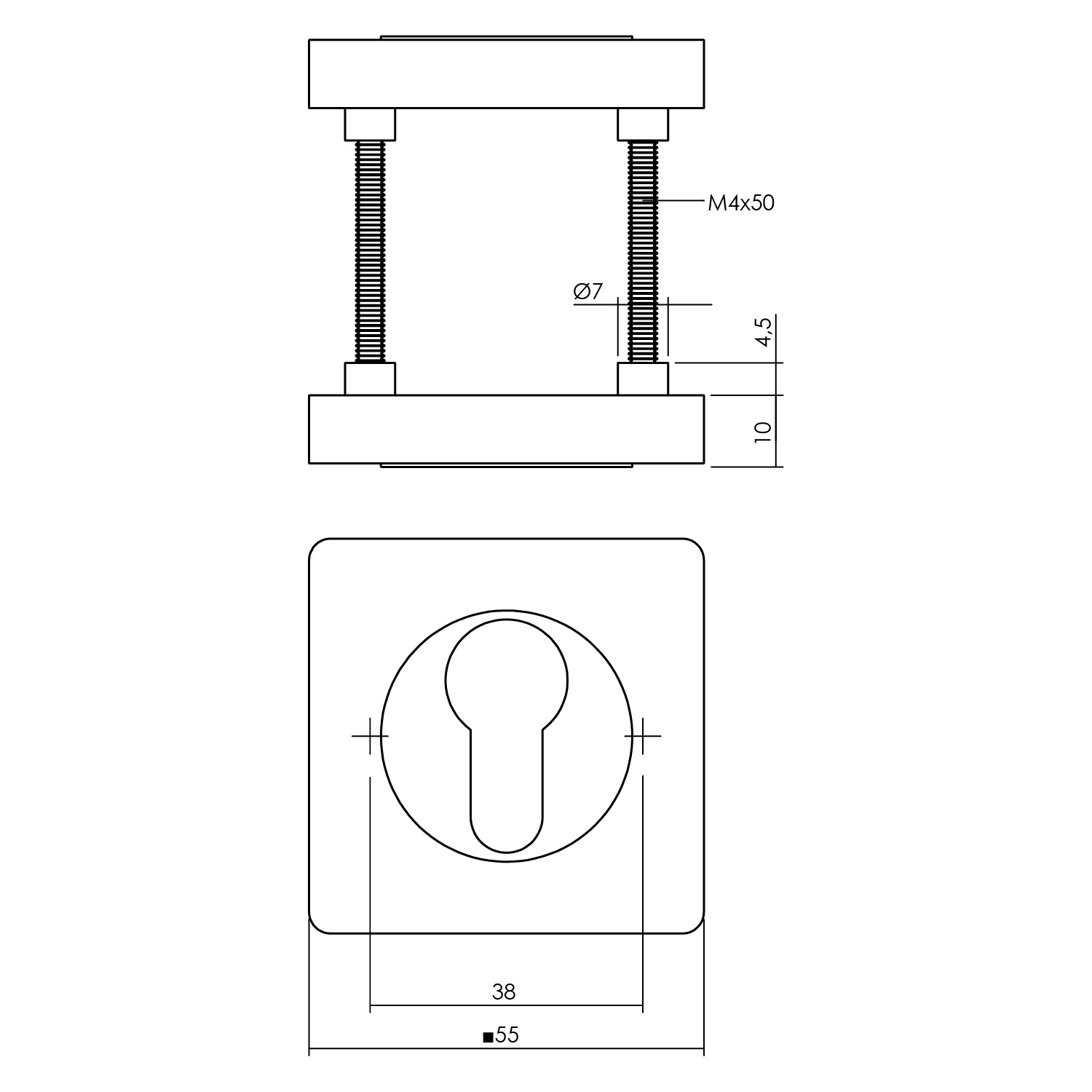 Intersteel Rozet profielcilindergat vierkant verlengd mat zwart 2 0023.318587 2 2