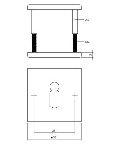 Intersteel Rozet met sleutelgat vierkant plat rvs geborsteld 5 0035.343286 2