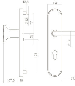 Intersteel Veiligheidsbeslag SKG*** profielcilindergat 72 mm ovaal met kerntrekbeveiliging messing ongelakt 4 0010.382036 2