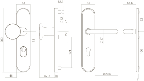Intersteel Veiligheidsbeslag SKG*** profielcilindergat 72 mm ovaal met kerntrekbeveiliging messing ongelakt 2 0010.382036 2