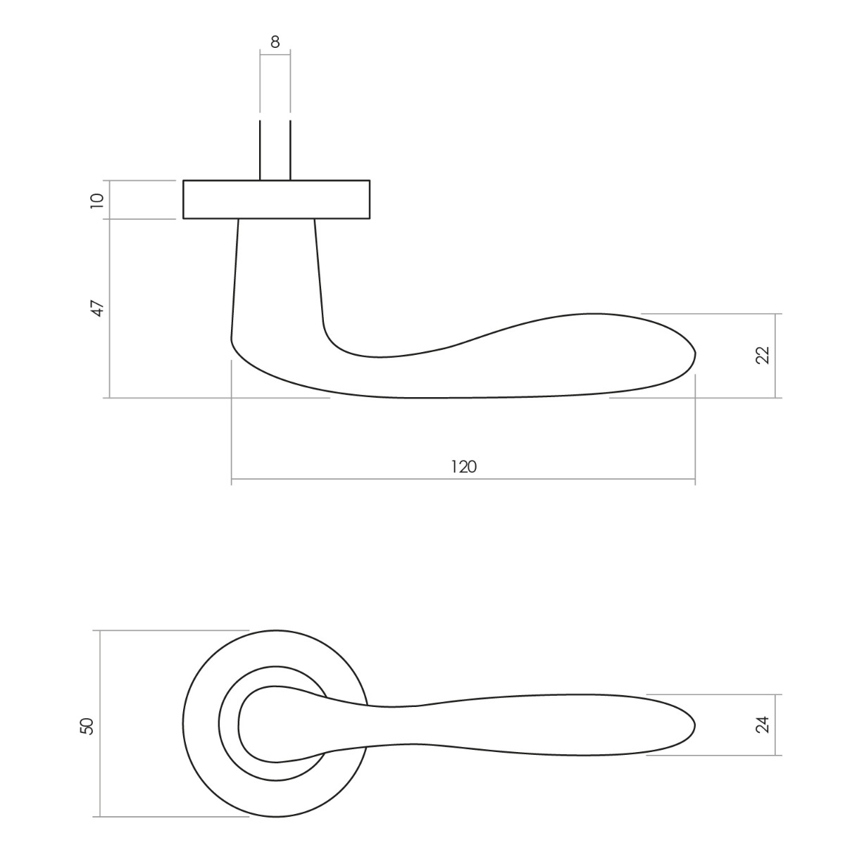 Intersteel Deurkruk Banaan met rozet ø49x7mm verdekt messing getrommeld 3 0011.020102 2