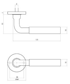 Intersteel Deurkruk Palma met rozet ø49x7mm verdekt messing getrommeld 5 0011.021502 2