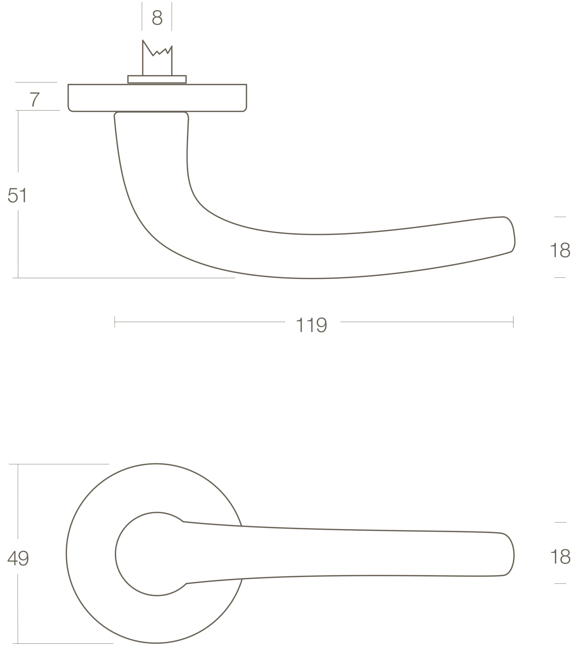 Intersteel Deurkruk Cosmos op rozet messing gelakt 3 0013.019402 2 scaled