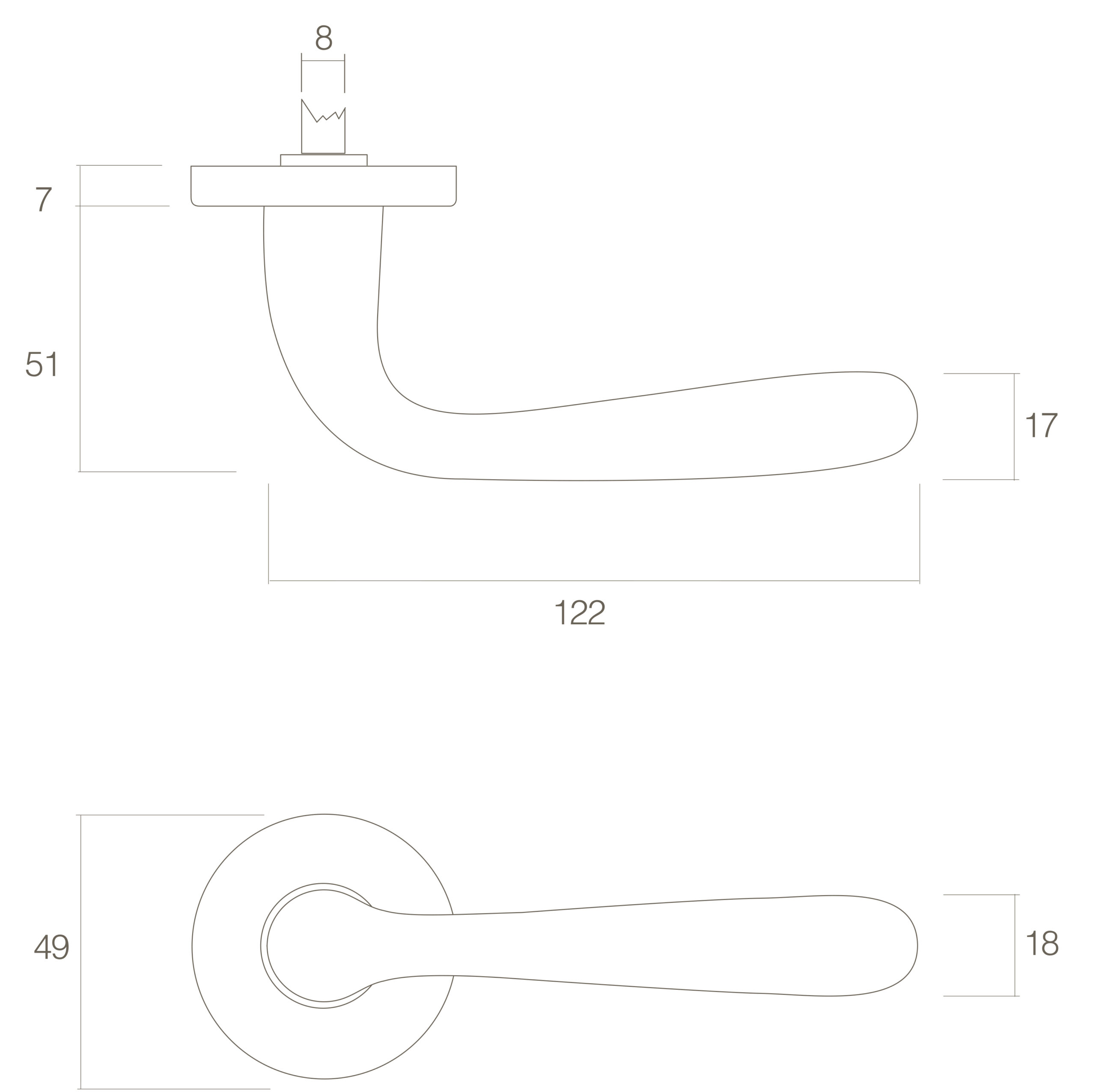 Intersteel Deurkruk Jupiter op rozet messing gelakt 3 0013.019502 2 scaled