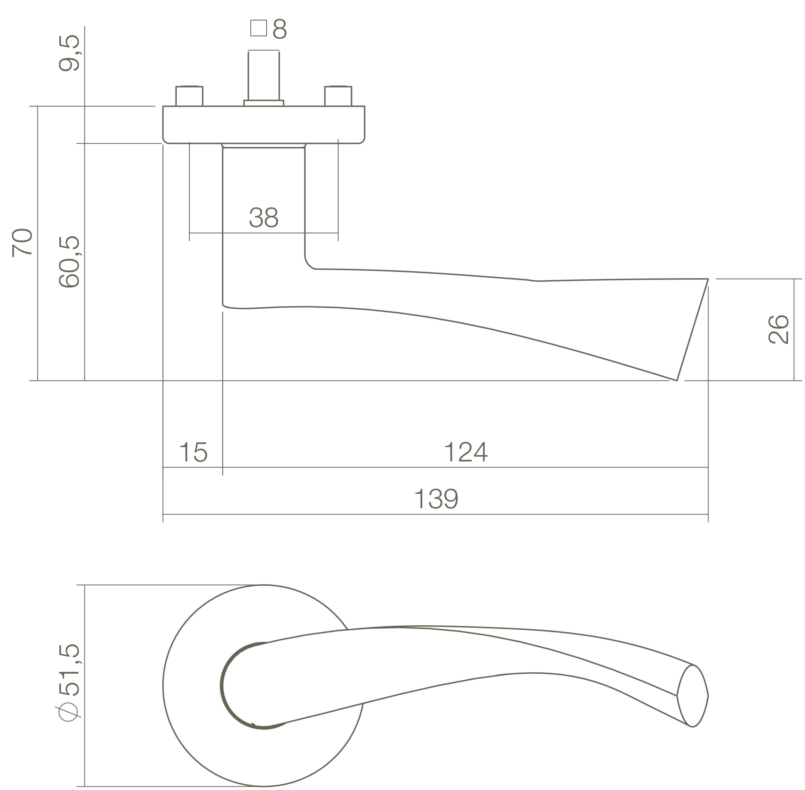 Intersteel Deurkruk Vlinder op rozet messing gelakt 4 0013.028202 2 scaled