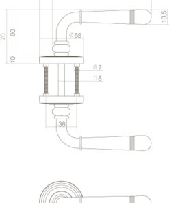 Intersteel Deurkruk Helena op rozet ø55x10 mm messing titaan PVD 5 0013.172502 2