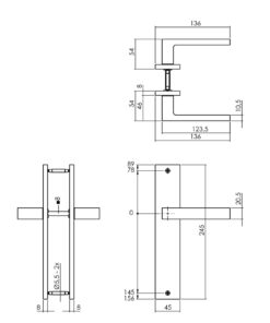 Intersteel Deurkruk Hera op schild 245x45 mm blind messing titaan PVD 3 0013.174411 2
