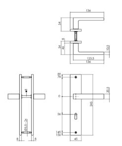 Intersteel Deurkruk Hera op schild 245x45 mm sleutelgat 56 mm messing titaan PVD 3 0013.174424 2