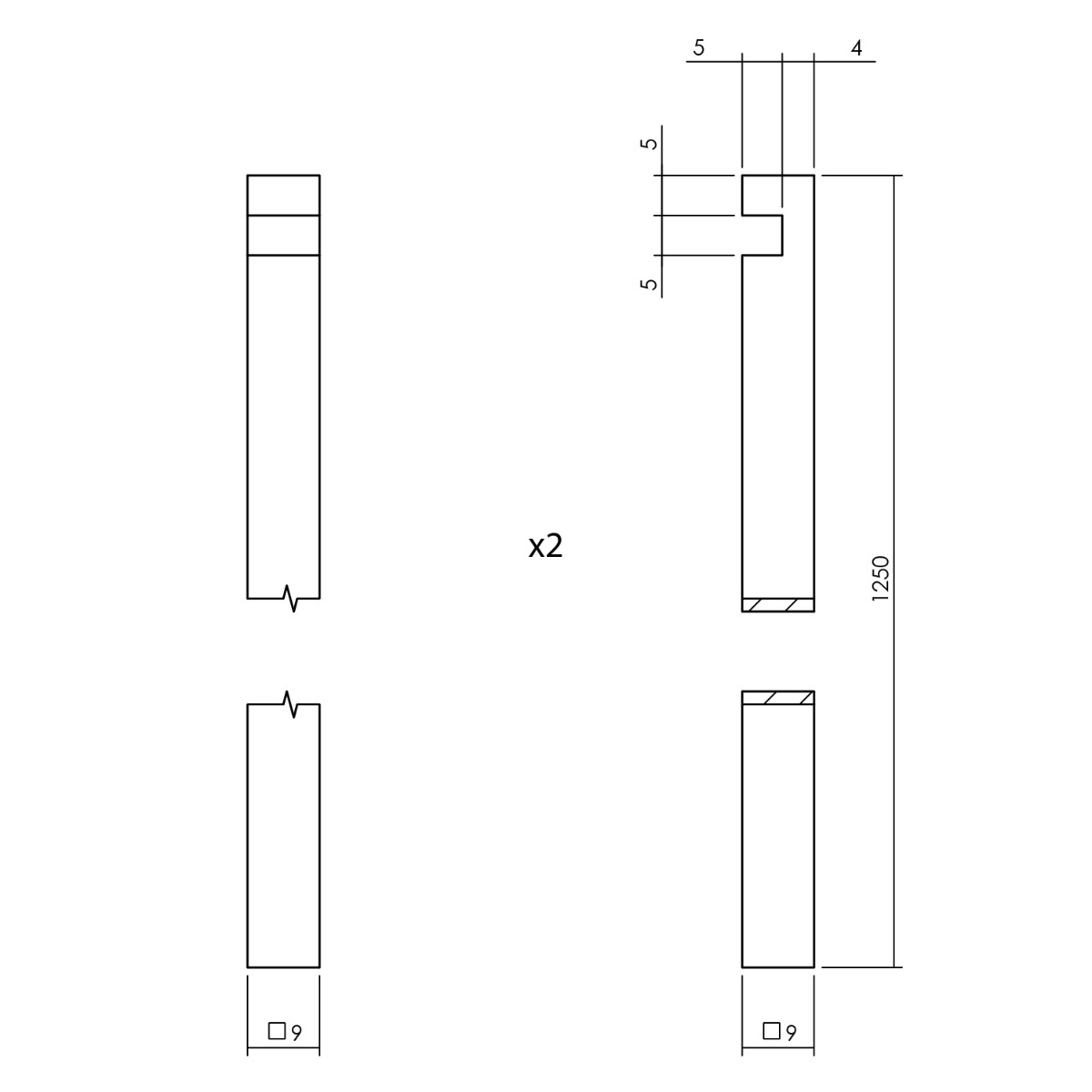 Intersteel Pomp-espagnolet met stangenset 2x 1250 mm messing gelakt 3 0013.562031 3