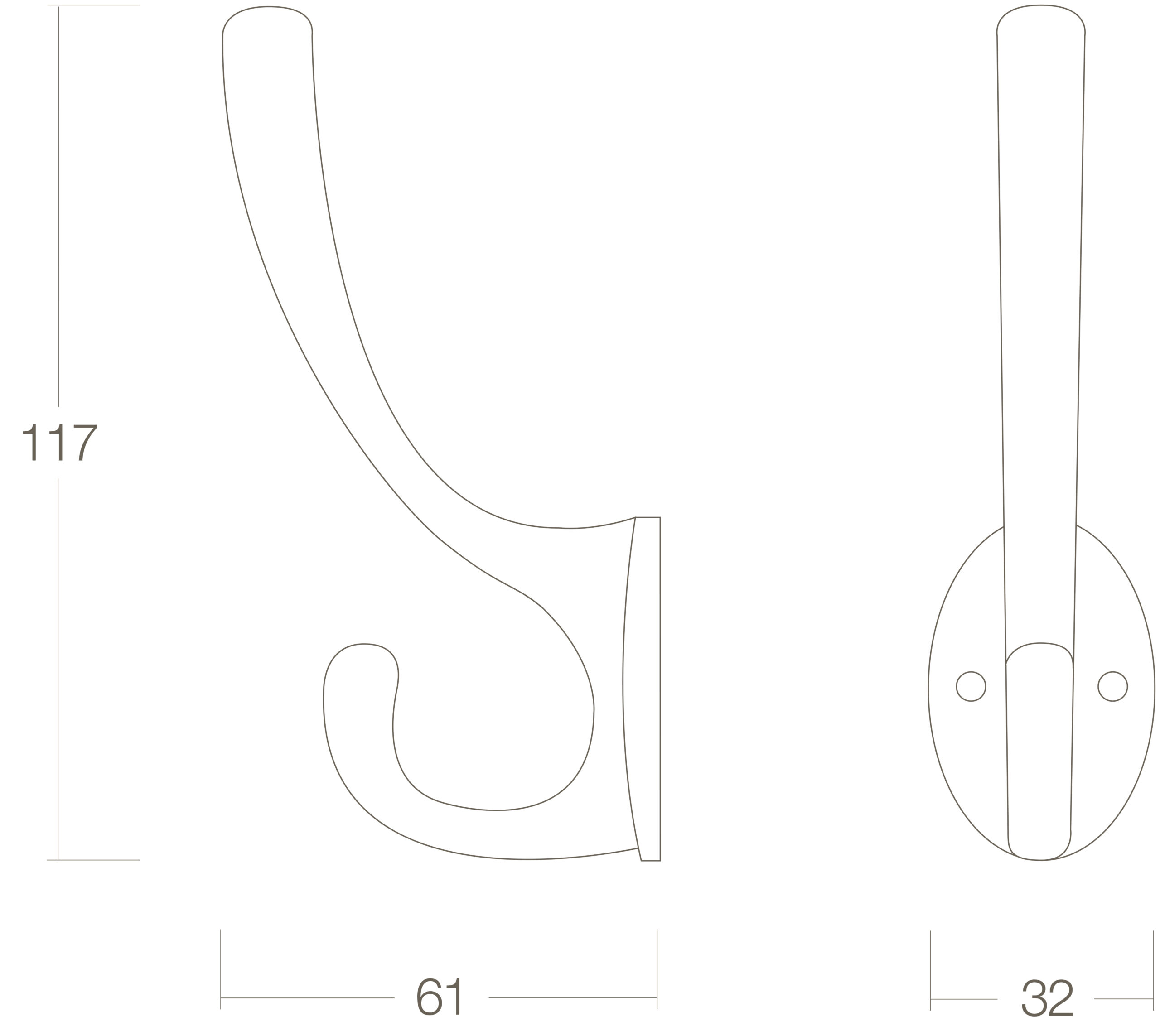Intersteel Kapstokhaak ovaal messing gelakt 2 0013.692620 2 scaled