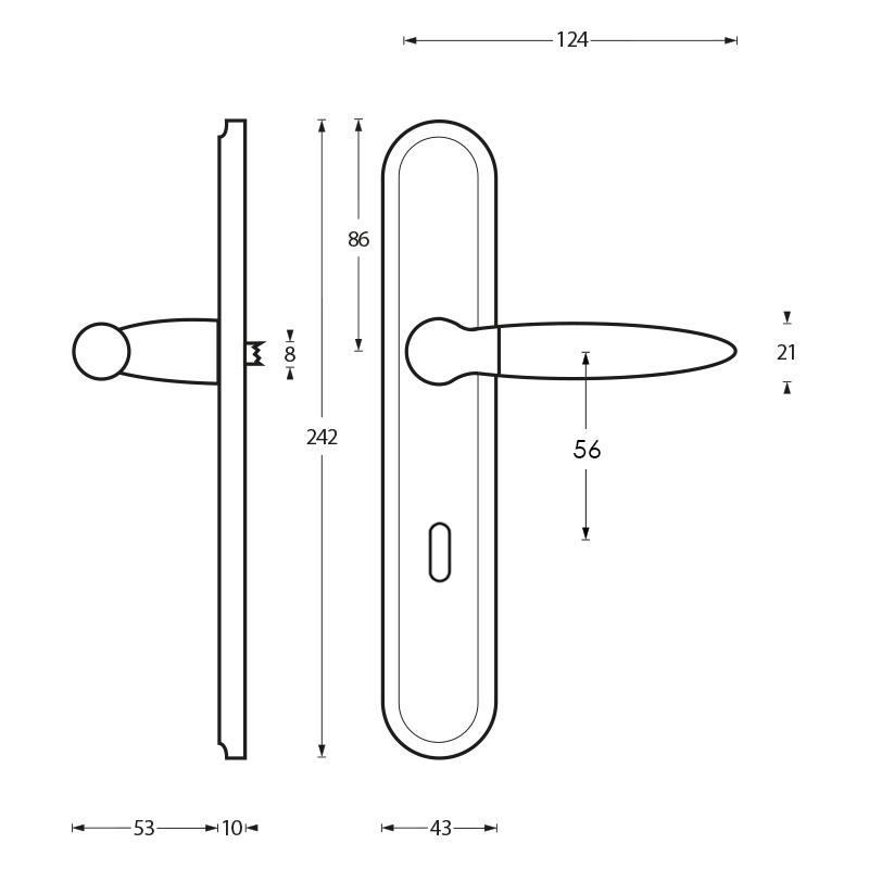 Intersteel Deurkruk Elen op schild sleutelgat 56 mm chroom 2 0016.168224 2