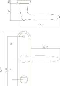 Intersteel Deurkruk Elen op schild toilet-/badkamersluiting 63 mm chroom 4 0016.168265 2