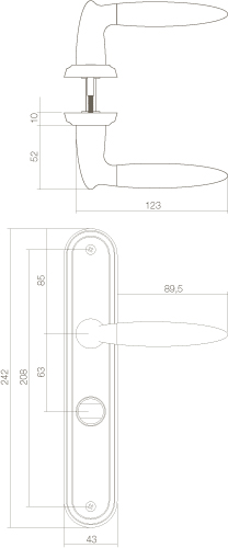 Intersteel Deurkruk Elen op schild toilet-/badkamersluiting 63 mm chroom 2 0016.168265 2