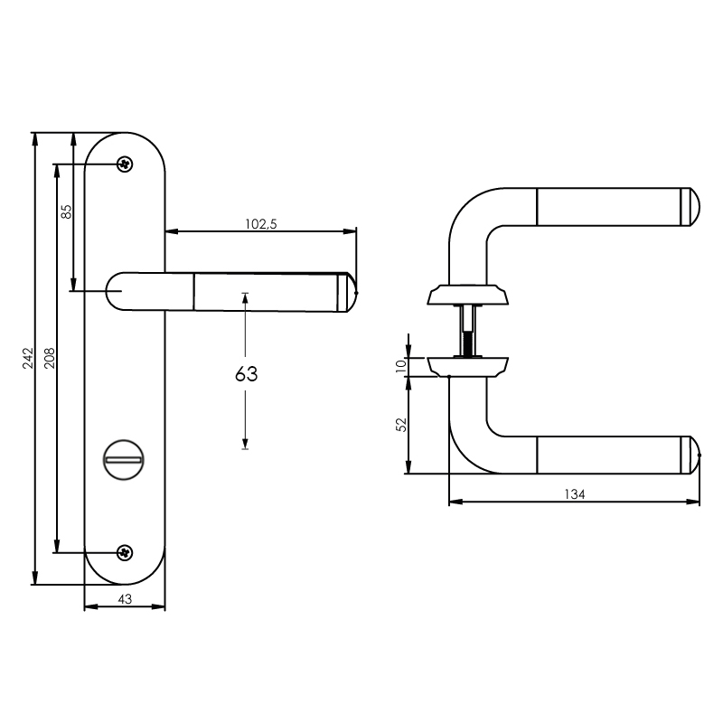 Intersteel Deurkruk Agatha op schild toilet-/badkamersluiting 63 mm chroom 2 0016.168365 2