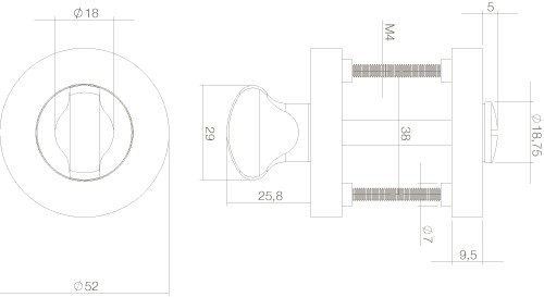 Intersteel Rozet toilet-/badkamersluiting rond chroom/nikkel mat 2 Intersteel Rozet toilet-/badkamersluiting rond chroom/nikkel mat - Afbeelding 2