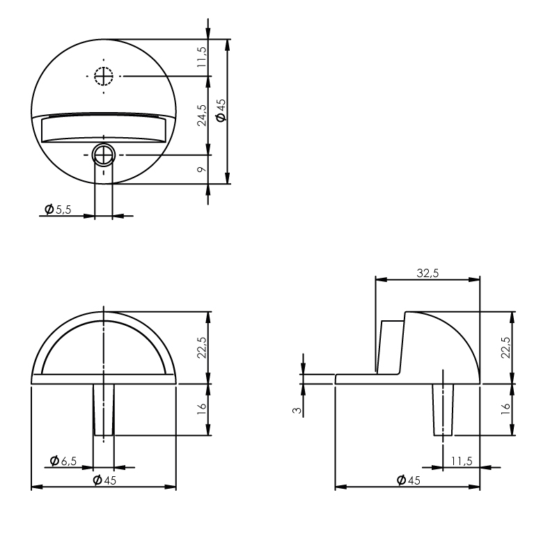 Intersteel Deurstop bolrond chroom 3 0016.442020 2