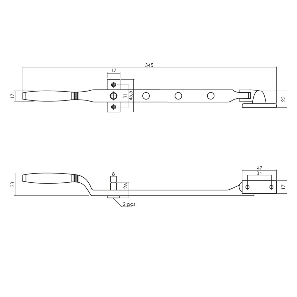 Intersteel Raamuitzetter Ton met stelpennen chroom mat / ebbenhout 2 0017.561481 2