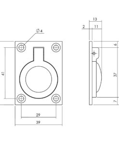 Intersteel Luikring rechthoekig 50 x 39 mm nikkel 3 0018.752621 2
