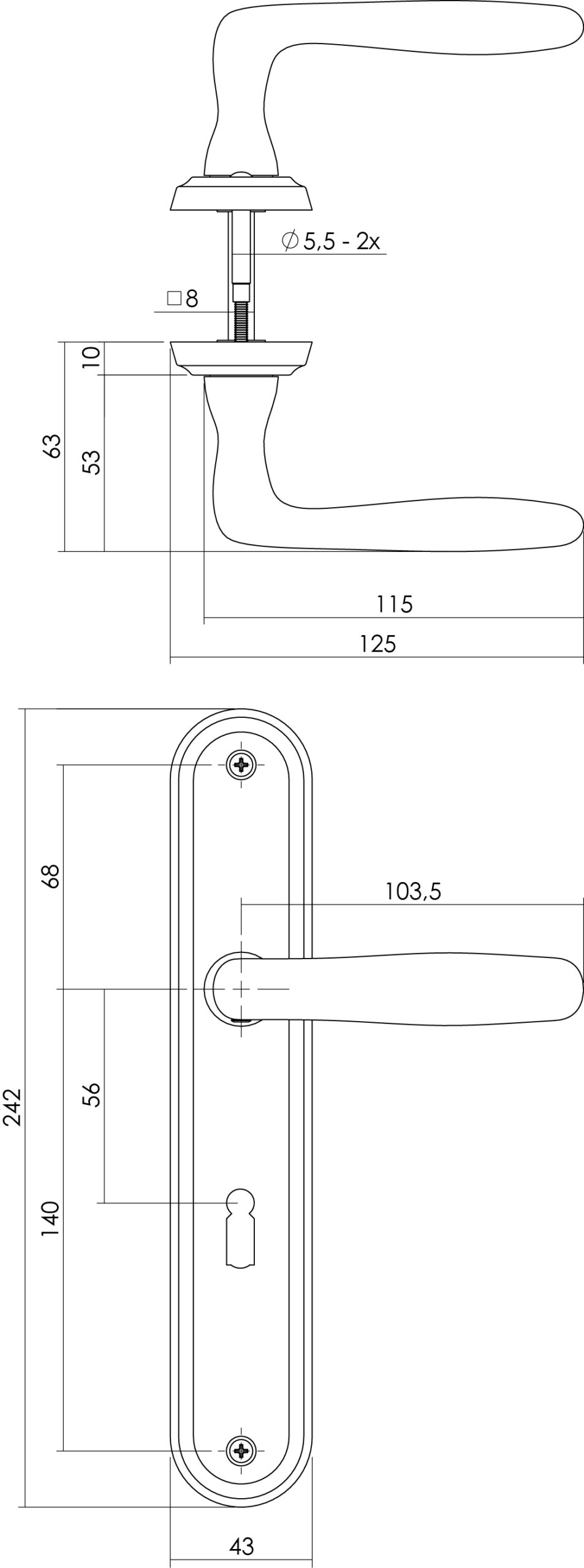 Intersteel Deurkruk Bjorn op schild sleutelgat 56 mm nikkel mat 2 0019.169224 2 scaled