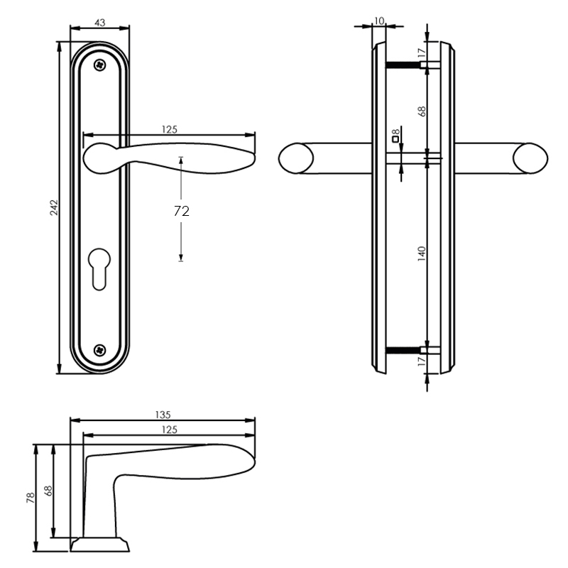 Intersteel Deurkruk George op schild profielcilindergat 72 mm nikkel mat 2 0019.169536 2