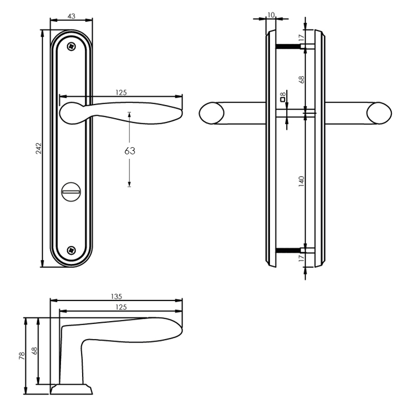 Intersteel Deurkruk George op schild toilet-/badkamersluiting 63 mm nikkel mat 2 0019.169565 2