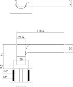 Intersteel Deurkruk Ben op vierkant rozet nikkel mat 5 0019.171502 2 1