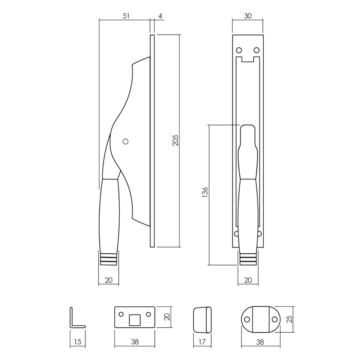 Intersteel Pomp-espagnolet Ton 222 met stangenset 2x 1250 mm nikkel mat/ebbenhout 2 0019.562037 2