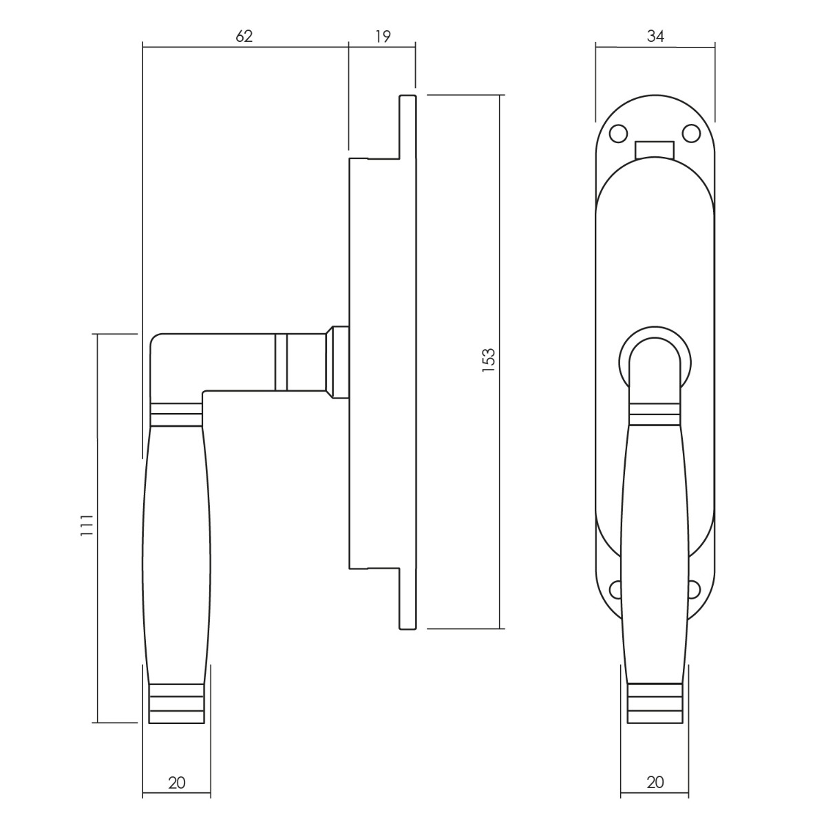 Intersteel Kruk-espagnolet rechts Ton 222 met stangenset 2x 1250 mm nikkel mat/ebbenhout 2 0019.562062a 2