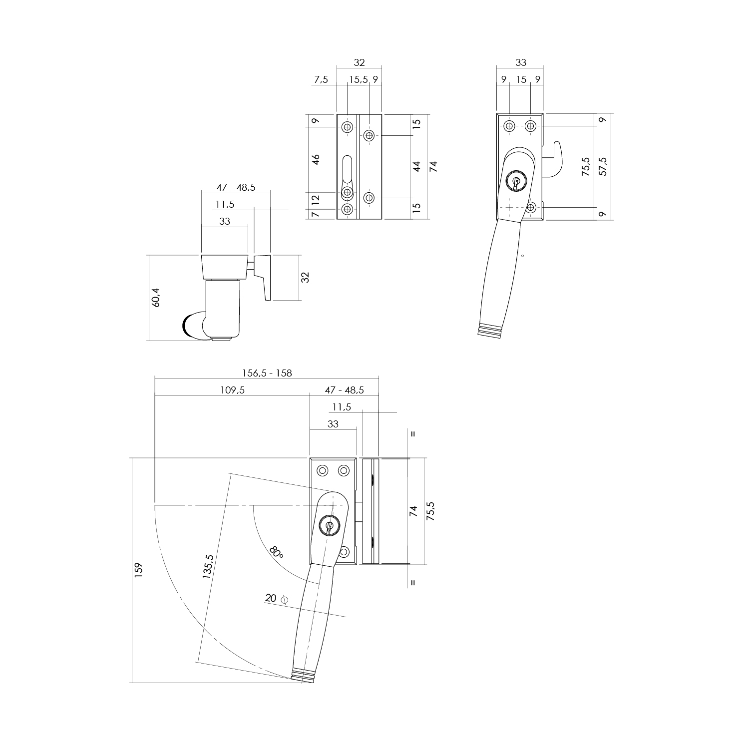 Intersteel Raamsluiting Ton 222 afsluitbaar links nikkel mat/ebbenhout 2 0019.661651b 2