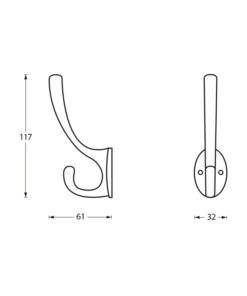 Intersteel Kapstokhaak ovaal nikkel mat 3 0019.692620 2
