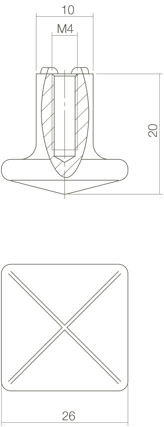 Intersteel Meubelknop vierkant 26 mm oud grijs 2 0021.847881 2