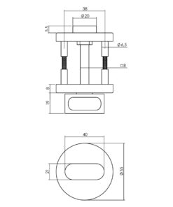 Intersteel Rozet met toilet-/badkamersluiting Ø55x8 mm aluminium zwart 3 0023.010060 2