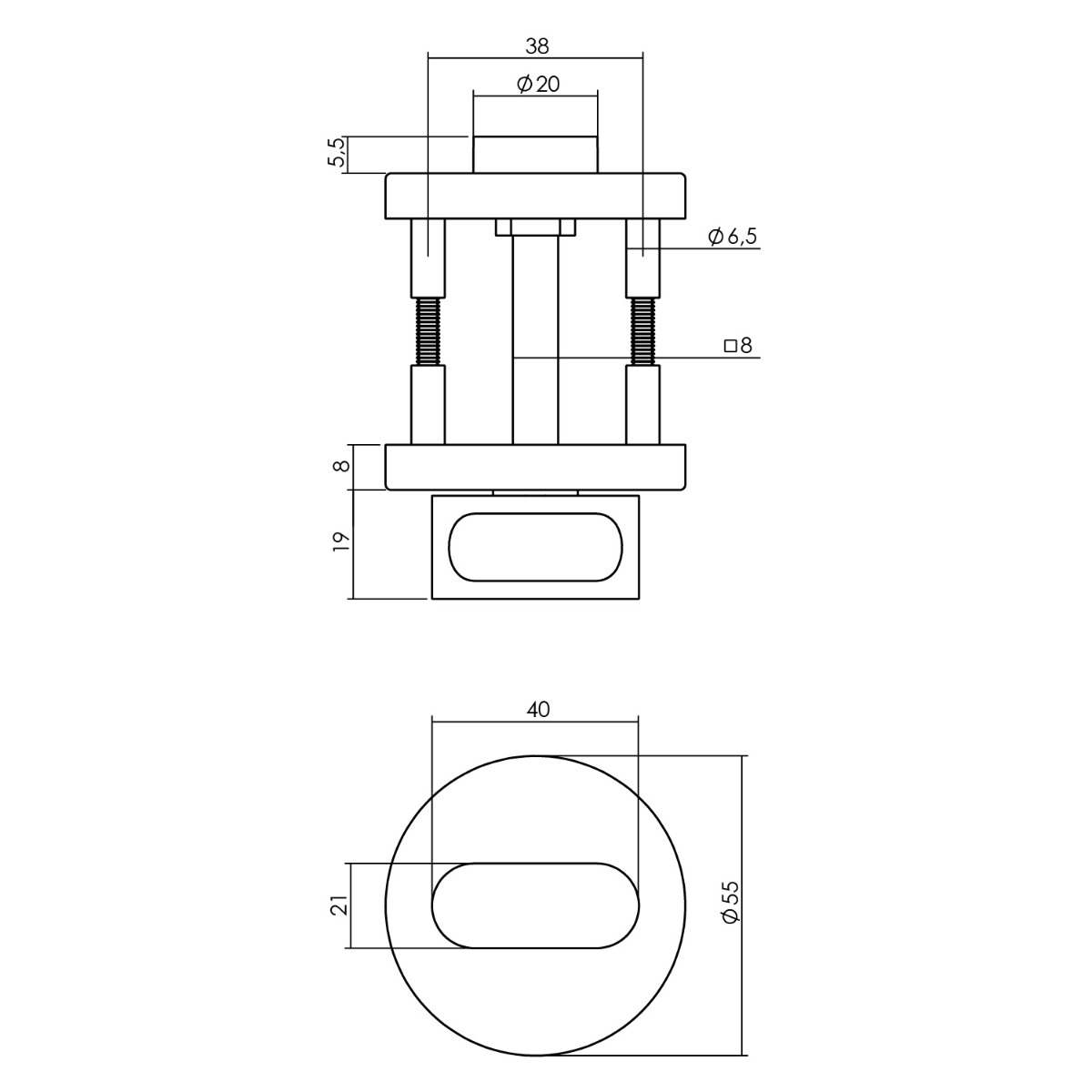 Intersteel Rozet met toilet-/badkamersluiting Ø55x8 mm aluminium zwart 2 0023.010060 2