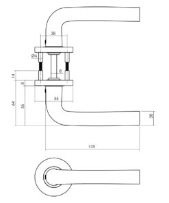 Intersteel Deurkruk Recht op ronde rozet Ø55x8 mm aluminium zwart 7 0023.010402 2