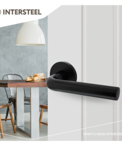 Intersteel Deurkruk Recht op ronde rozet Ø55x8 mm aluminium zwart 6 0023.010402 9