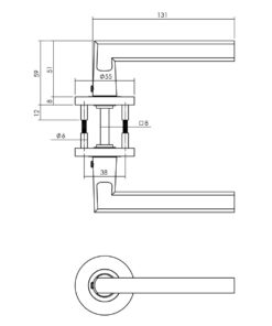Intersteel Deurkruk Hoek 90°-vlak op rozet Ø55x8 mm aluminium zwart 7 0023.010502 2