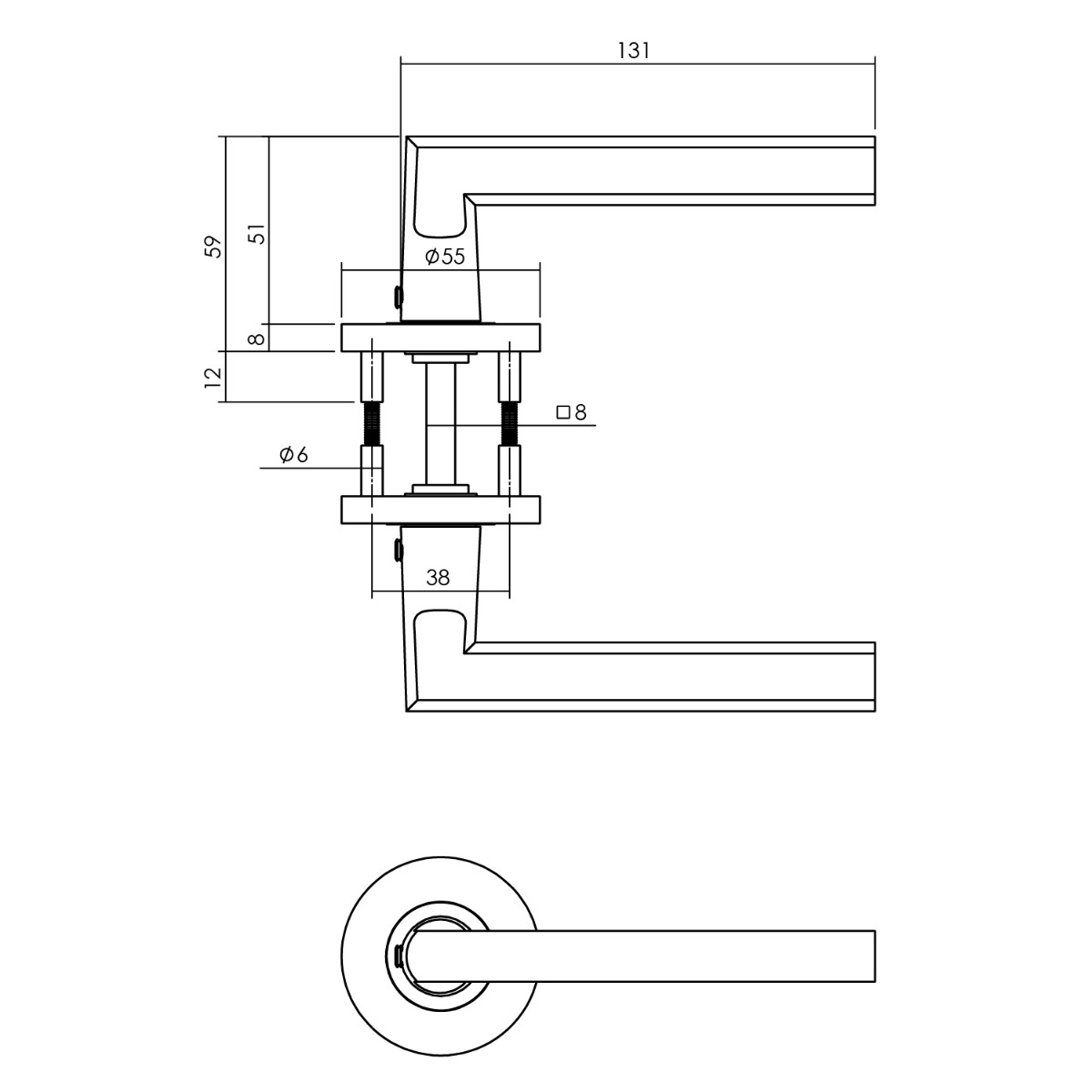 Intersteel Deurkruk Hoek 90°-vlak op rozet Ø55x8 mm aluminium zwart 4 0023.010502 2