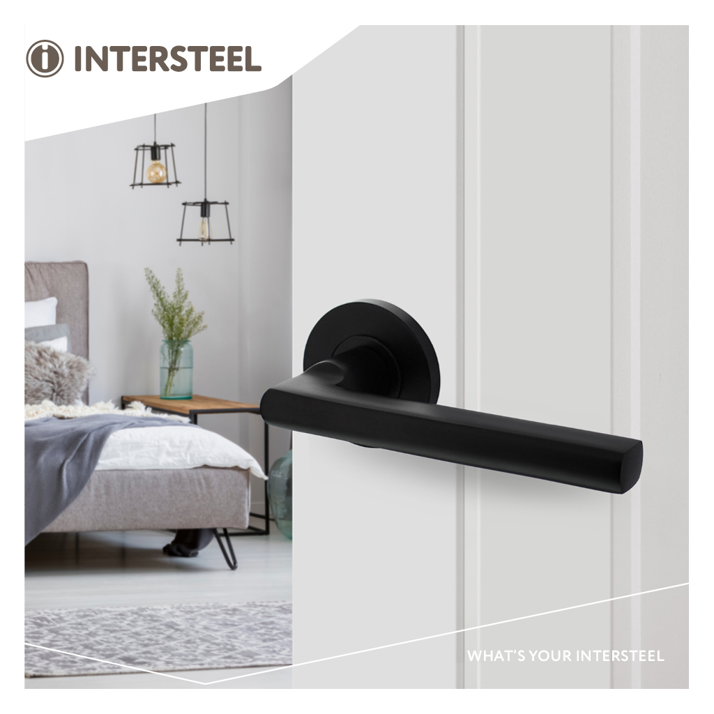 Intersteel Deurkruk Hoek 90°-vlak op rozet Ø55x8 mm aluminium zwart 3 0023.010502 9