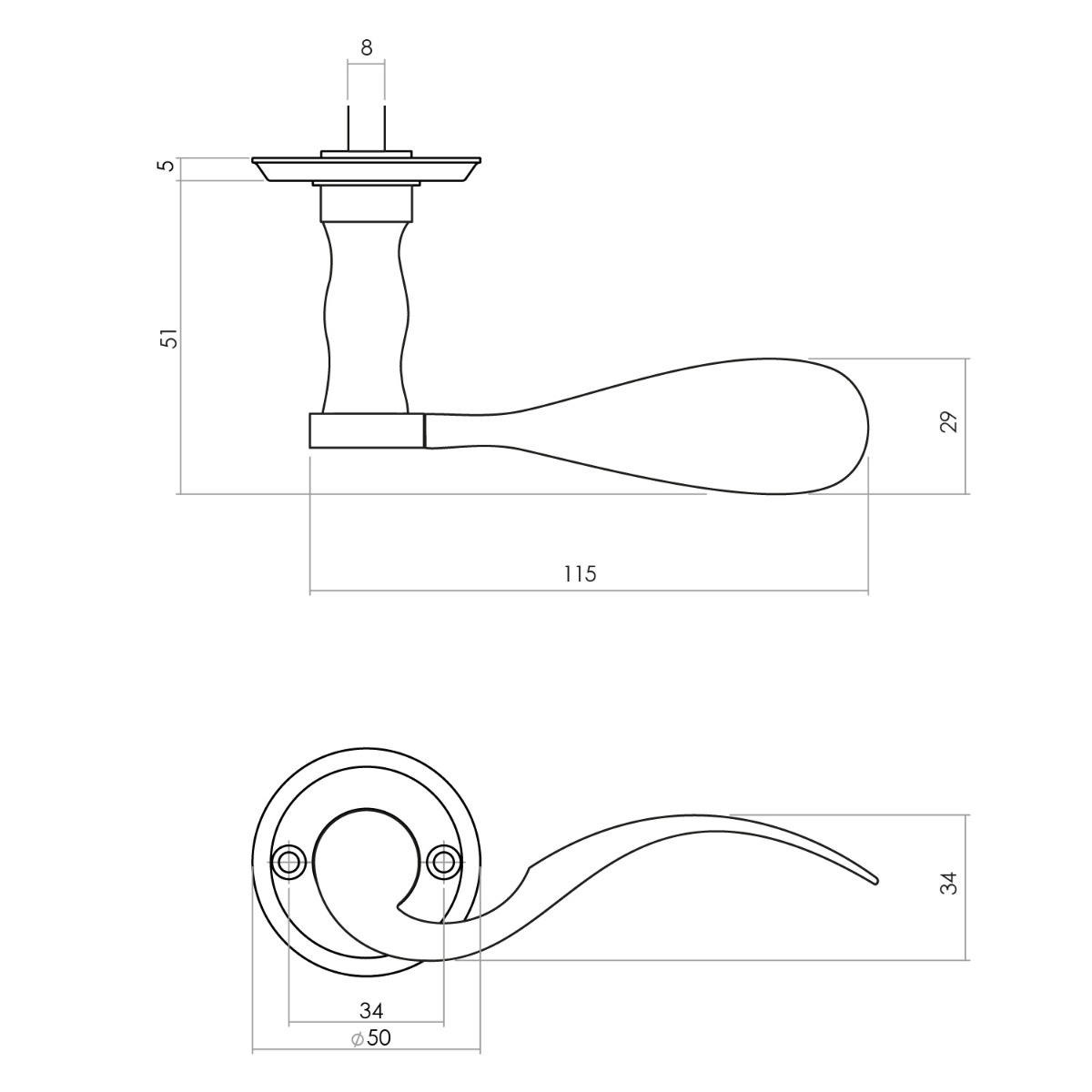 Intersteel Deurkruk Lepel met rozet ø50x5mm schroefgat mat zwart 3 0023.029202 2