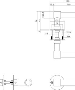 Intersteel Deurkruk L/L-model met rozet 2 mm rvs/zwart 5 0023.167002 2
