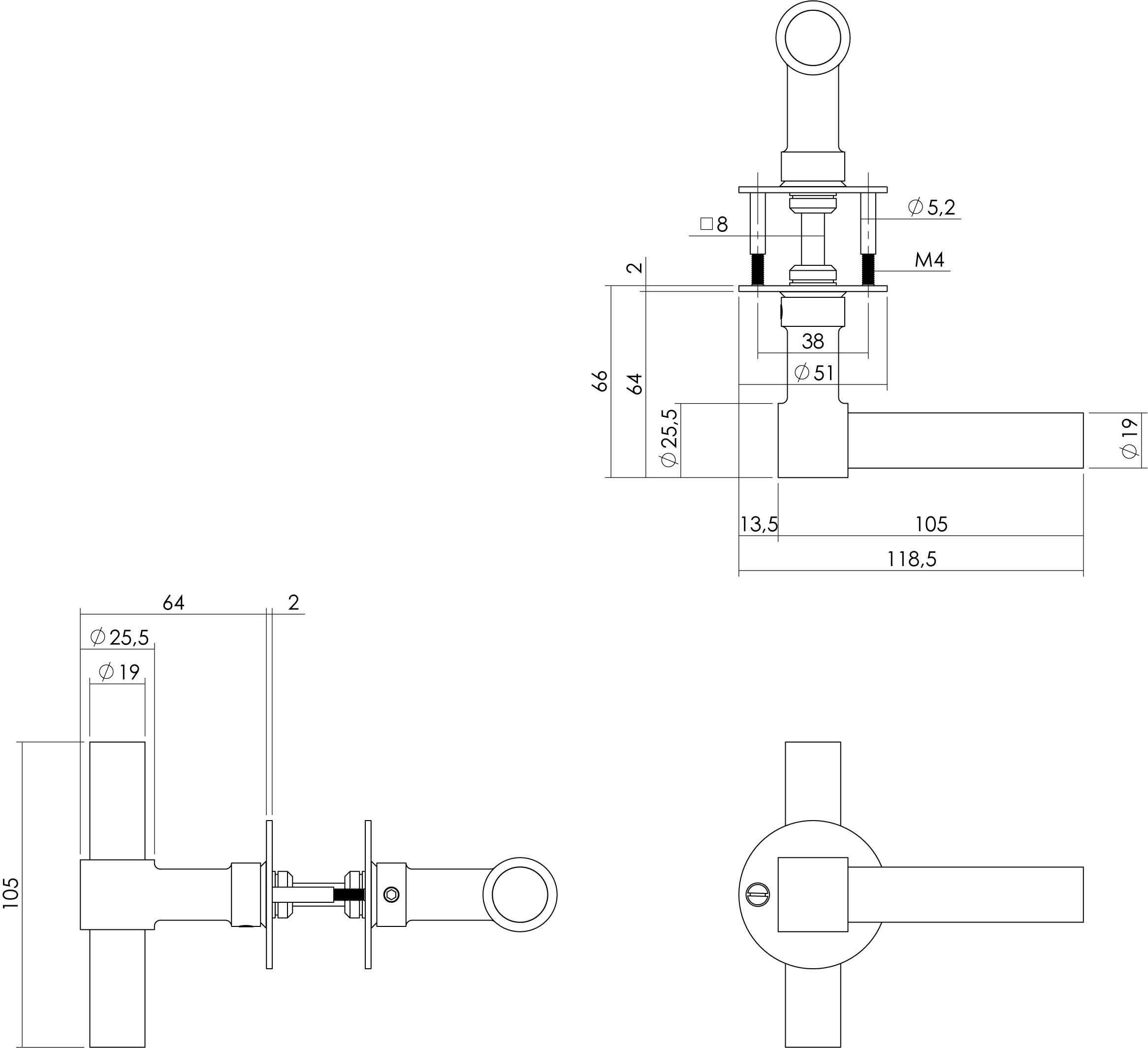 Intersteel Deurkruk L/T-model met rozet 2 mm rvs/zwart 2 0023.167102 2