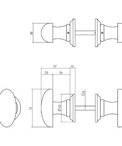 Intersteel Knopkruk ovaal met rozet zwart 3 0023.184702 2