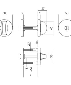 Intersteel Rozet met toilet-/badkamersluiting ø50x7mm aluminium zwart 3 0023.309260 2